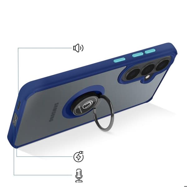 Gennemsigtig Magnetisk Cover med 360° Rotationsring til Galaxy S26 Blå Blå