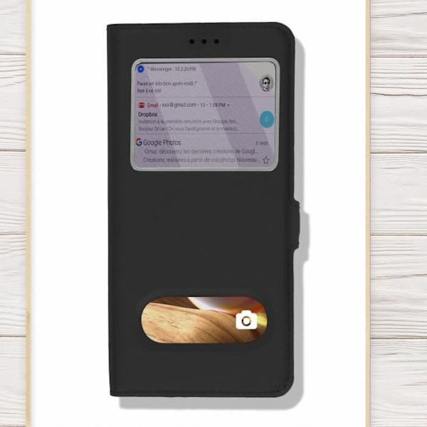 Hölster för Samsung Galaxy A32 - AVIZAR - Dubbel Fönster - Videostöd - Svart Svart