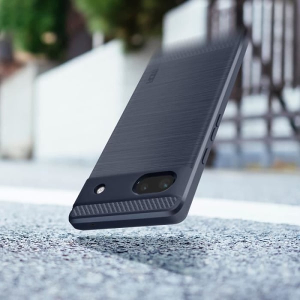Coque - MOFI - Google Pixel 6a - Flexibel Förstärkt - Kolfiber Metallborstad Effekt - Mörknatt Blå