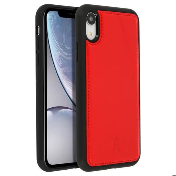 Coque - AKASHI - iPhone XR - Ægte Læder - Hård Beskyttelse - Rød Röd