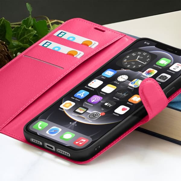 Pungetui - ZANAÉ - iPhone 12 Pro Max - Fuchsia - Antiskrid - Videostøtte Rosa