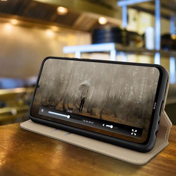 Housse - AVIZAR - Xiaomi Redmi Note 8 - Øko-læder - Støttefunktion - Magnetisk Gult guld