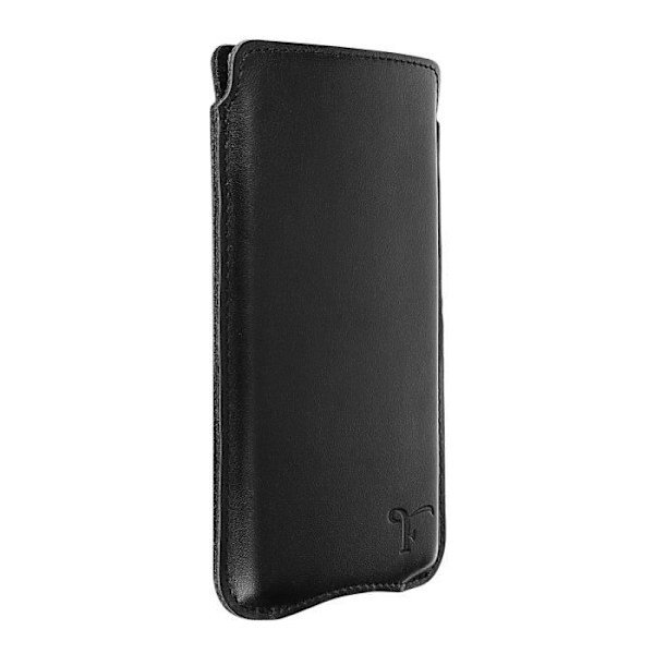 Smartphone-väska - AVIZAR - Slim Black - Italienskt läder - 360° skydd Svart