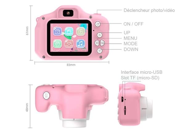 Digitalkamera - AVIZAR - EasyClick - Lätt - Rosa - Stöttålig Ros