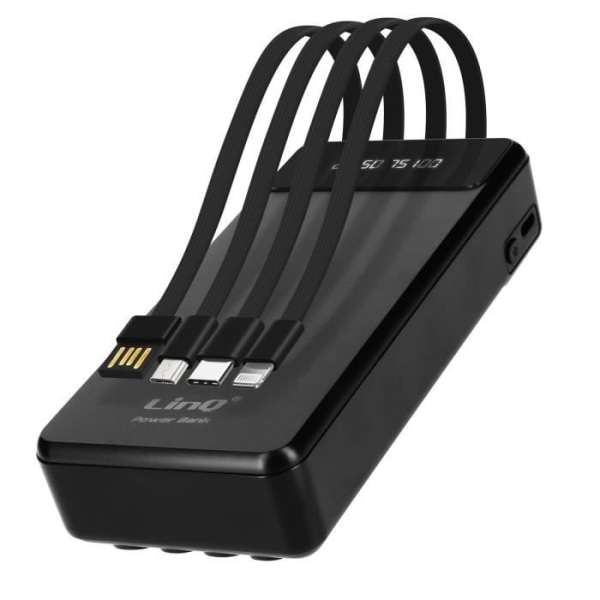 25800mAh backup batteri Aftageligt 4 i 1 kabel og LinQ Compact USB Output Sort Svart