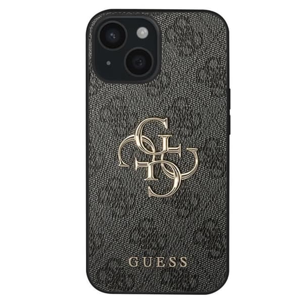 Coque til iPhone 15 Præcise Udsparinger og Hævede Kanter Guess Sort Svart