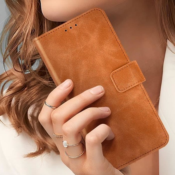 Kotelo Samsung S24 Plus Wallet Flip Video Support Camelille kastanj