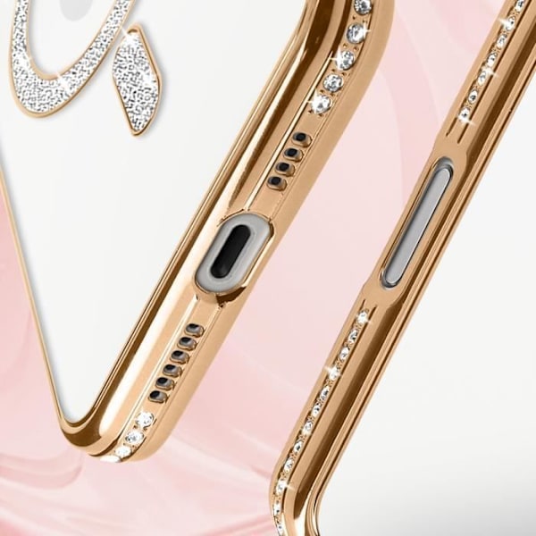 Coque Diamant til iPhone 16 Pro MagSafe Beskyttelse Kontur med Gyldne Rhinsten Gul