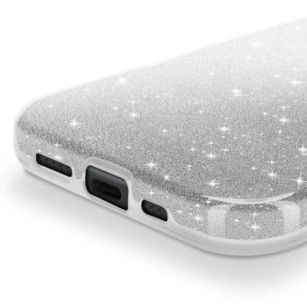 Kimalteleva Kuori - iPhone 16 Pro - Iskunkestävä - Kimallus - Glamour Suunnittelu - Harmaa Grå
