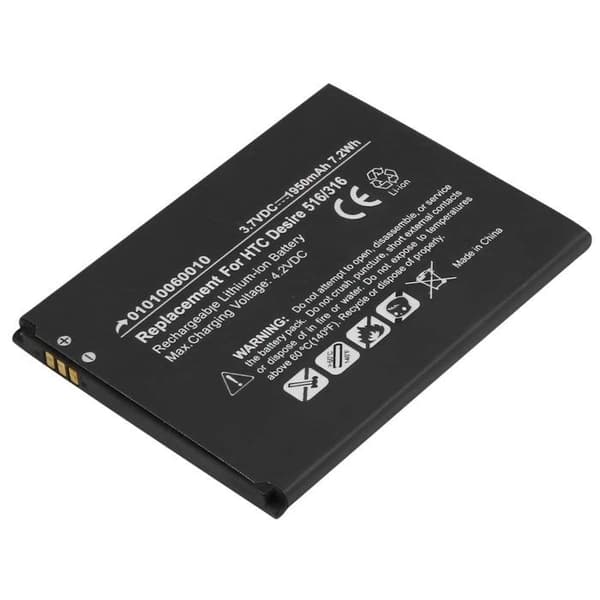Batteri - AVISER - HTC Desire 516 - 3.7V - 1950mAh - Sort Svart
