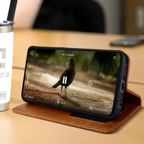 AVIZAR Foliofodral till Oppo Reno 8 Lite 5G - Brun - Videostödsfunktion kastanj