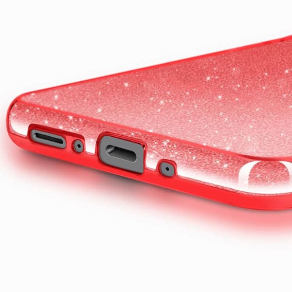 Etui - ADVARSEL - Galaxy A17 - Bi-Materiale - Glitrende Rød - Skærm- og Kamerabeskyttelse Röd