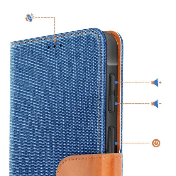 Plånboksfodral för Galaxy A57 Denim-effekt med blå magnetflik Blå