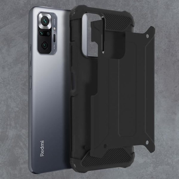 Coque - Xiaomi - Redmi Note 10 Pro - Stötresistent - Hybrid - Design med Relief Svart