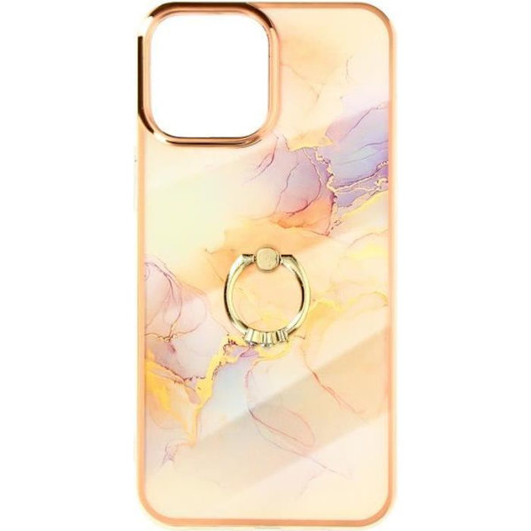 Suojakuori - AVIZAR - iPhone 13 Pro - Marmori-kuvio - Pehmeä - Pitoa varten rengas Rosa