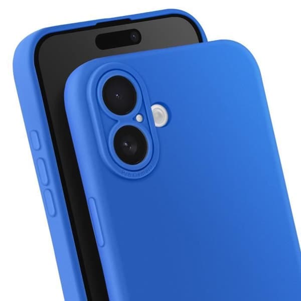 Coque för iPhone 16 - Slät Silikon - Rep防 - Skyddad Kamerablokk - Enkel Installation Blå