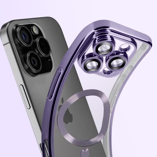 Coque MagSafe för iPhone 16 Pro Silikon Kontur Krom Lila Violett