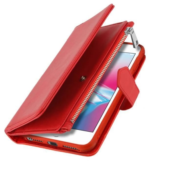 iPhone 6 Plus/6S Plus/7 Plus/8 Plus Löstagbart skalplånboksfodral - Röd