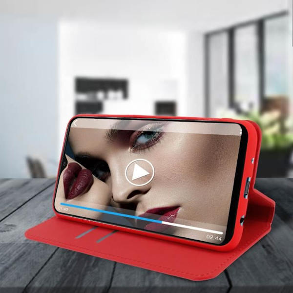 Cover til Samsung Galaxy A10 Folio Cover Video Support Funktion Rød Röd