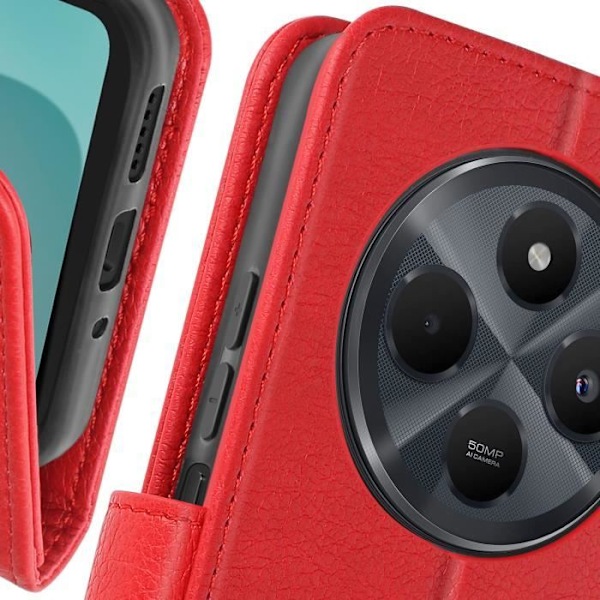 Kotelo Xiaomi Redmi 14C:lle - AVIZAR - Lompakon läppä ja videotuki - punainen Röd