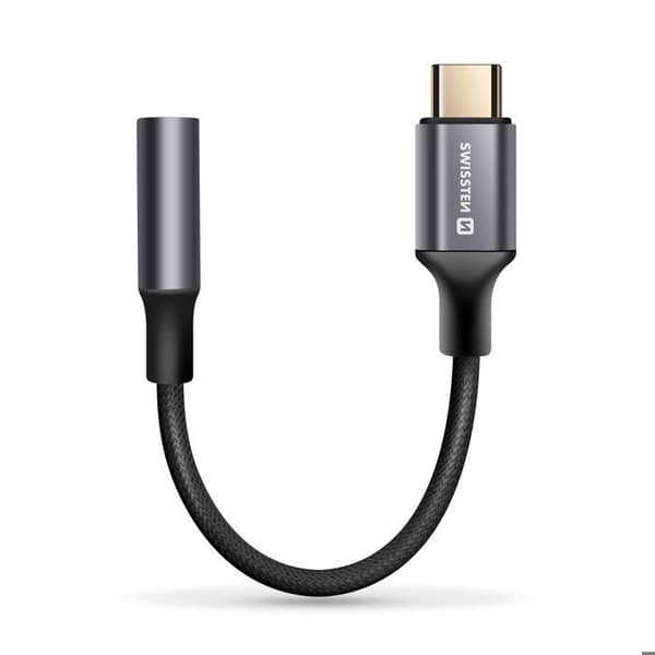 Audio USB-C til Jack 3.5 mm adapter til smartphones og tablets Swissten Sort