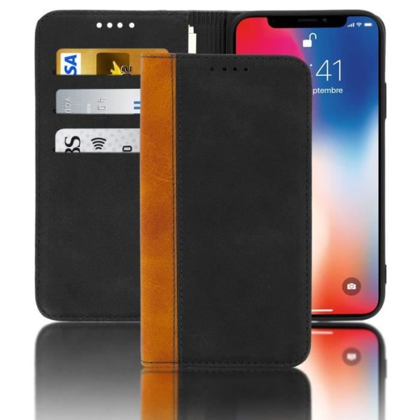 iPhone X og XS cover Folio cover Kortopbevaring Stand funktion sort