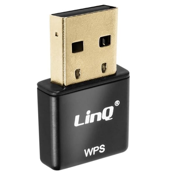 USB WiFi-dongel 300 Mbps nätverksadapter LinQ Ultra-kompakt WPS-knapp Svart