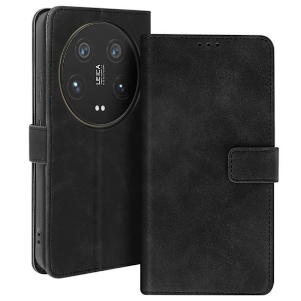 Etui til Xiaomi 14 Ultra - AVIZAR - Wallet Flip Video Support - Sort Svart