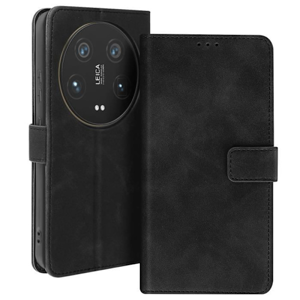 Kotelo Xiaomi 14 Ultralle - AVIZAR - Wallet Flip Video Support - Musta Svart