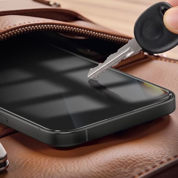 Härdat glas för iPhone 14 Plus / 13 Pro Max Stötsäker med installationskit Magic Box Zanaé Transparent Vit