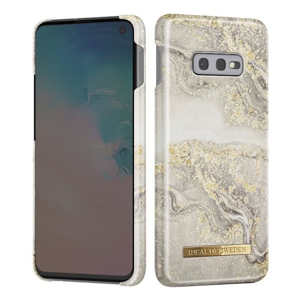 Taske til Samsung S10e Marbled Luxury Ultra Thin Sparkle Greige Marble iDeal of Sweden Beige