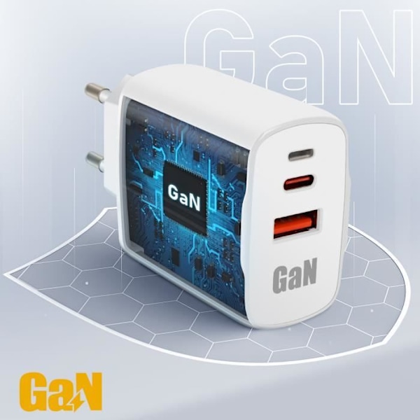 USB-C GaN 45W Nettoplade + Hurtigopladning USB Minimalistisk Format Inkax Hvid Vit