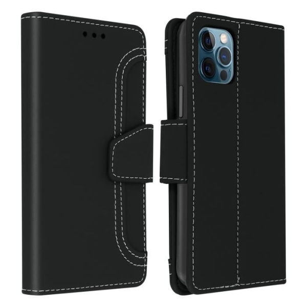 Apple iPhone 12 Pro Max Cover Folio Wallet Stand Funktion Sort Sort Svart