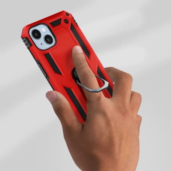 Coque iPhone 14 - AVISERA - Hybridhybridschock - Hållring - Röd - Två material Röd