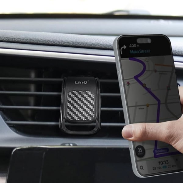 Bilholder - LINQ - Magnetisk sort - Til smartphone - Enkel fastgørelse - Portræt/Landskabsrotation Svart
