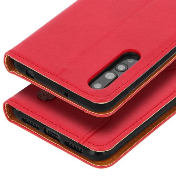 Etui Folio - Huawei - P20 Pro - Ægte læder - Rød - Standfunktion Röd