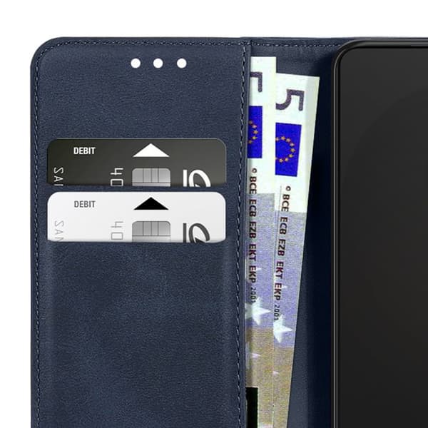 Folio Plånboksfodral för Galaxy S26 Ultra Läderlook med Videostöd Mörkblå Blå