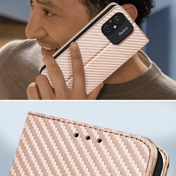 Fodral till Xiaomi Redmi 12C - AVIZAR - koleffekt - Rosa - magnetisk flik - stativ Rosa