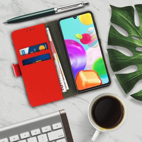 Hölster för Samsung Galaxy A41 - AVIZAR - Kortfodral - Silikon Gel - Röd - Magnetisk Röd