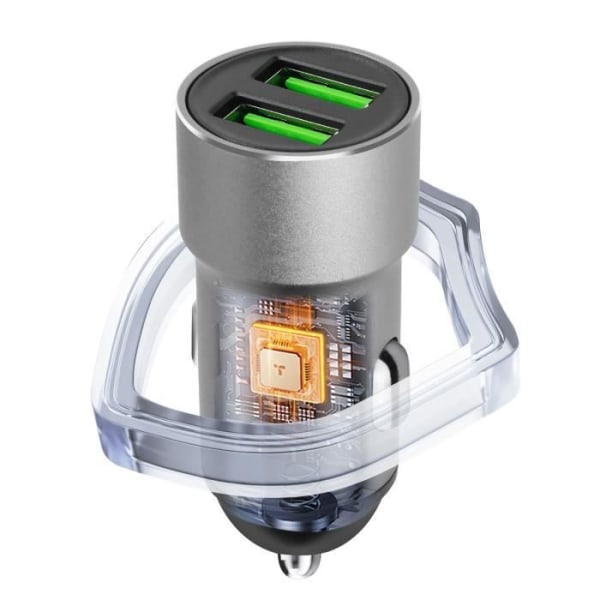 Cigarettænder Biloplader Dual USB Output 12W LinQ Sølv Grå