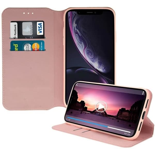 Housse - AVIZAR - iPhone XR - Øko-læder - Rosa - Støttefunktion Rosa