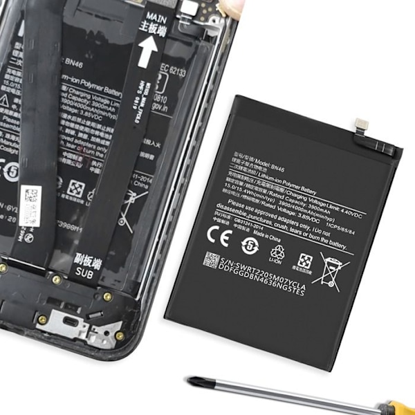 Intern batteri til Xiaomi Redmi 7 5000mAh model BN46 Sort Svart