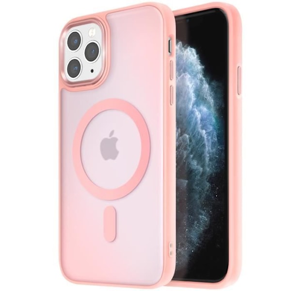 Coque MagSafe för iPhone 11 pro Matt Frostad Baksidan Rosa Kontur Rosa