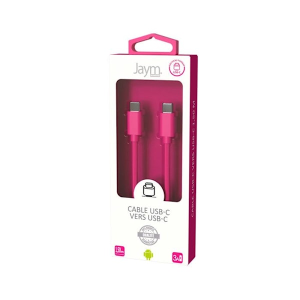 USB-C kabel - JAYM - POP - 3A - 1,5m - Rosa Rosa