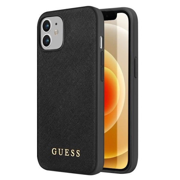 Coque för iPhone 12 Mini Saffiano Antichock Guess Svart Svart