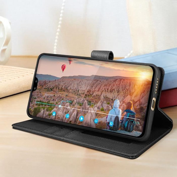 Vivo V23 Pro Flip Wallet Fodral Video Support svart - AVIZAR - Stel - Syntet - Svart - Matt - Blandad svart