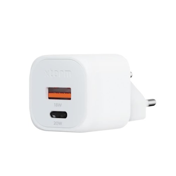 GaN² sektoroplader 20W USB C + USB Kompakt format Xtorm Hvid Vit