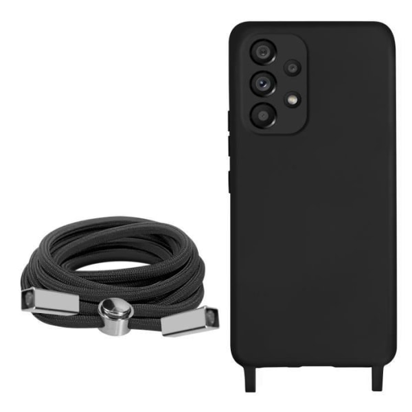 Samsung Galaxy A53 5G etui - AVIZAR - Halvstiv - Halsrem 80 cm - Sort Svart