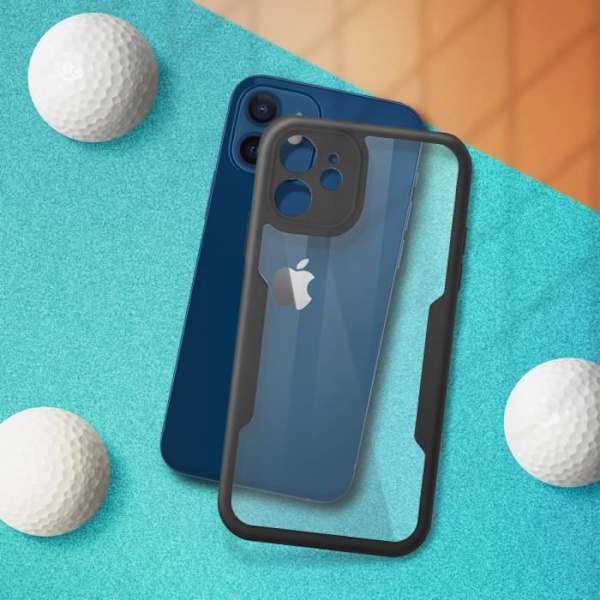 Coque iPhone 12 - AVIZAR - To Plexiglas - Foran Polymer - Forstærkede hjørner - Sort Svart