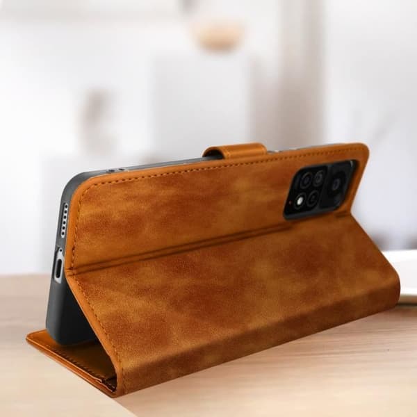 Cover til Redmi Note 11 Pro 5G - AVIZAR - Camel - Kortholder og videounderstøttelse brun
